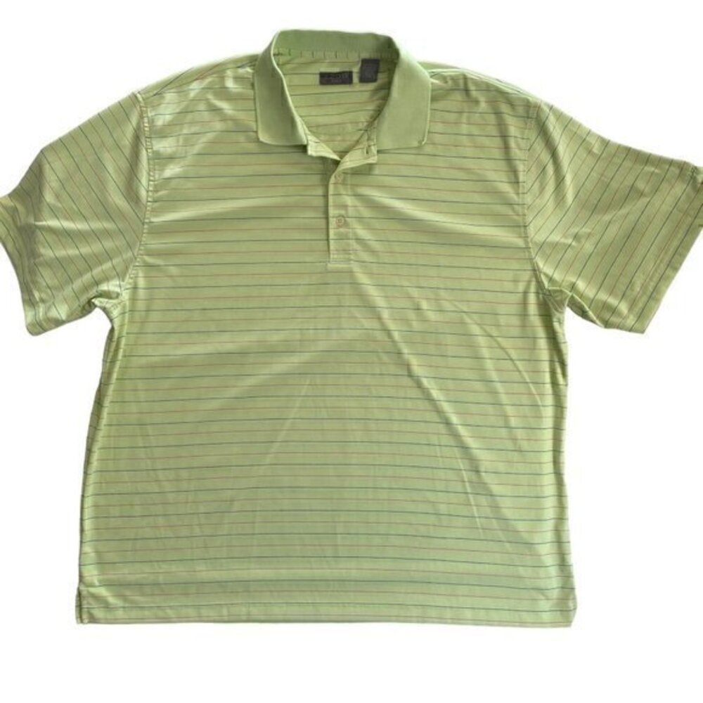 IZOD Gulf Mens Polo Shirt Green Stripped Collar Short Sleeves Size XXL